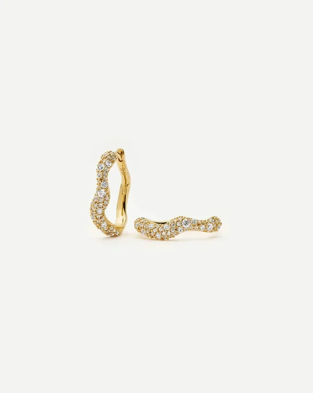 Molten Snow Small Hoop Earrings | 18k Gold Vermeil/Cubic Zirconia