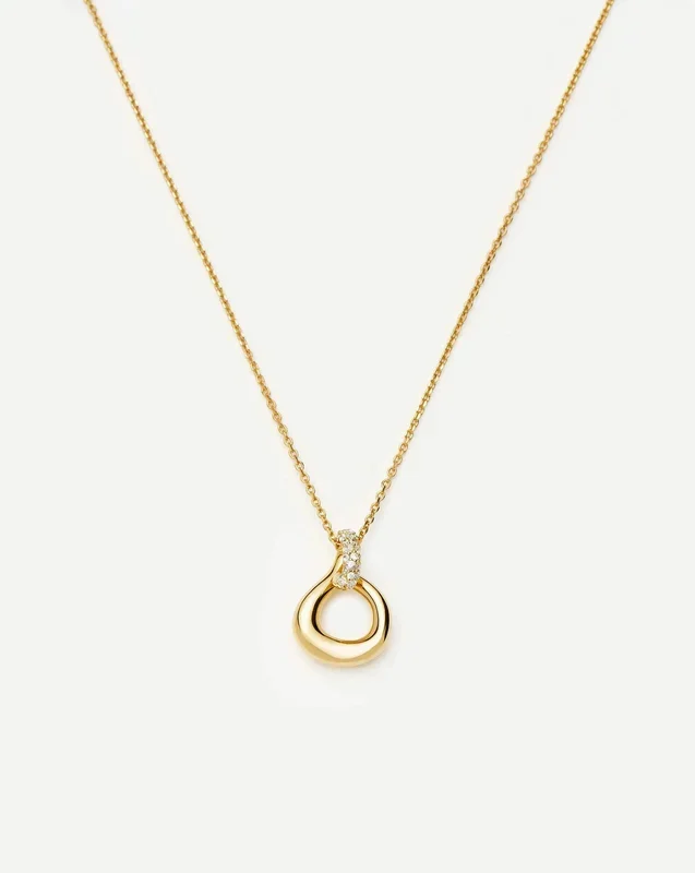 Molten Snow Twisted Pendant Necklace | 18k Gold Plated/Cubic Zirconia