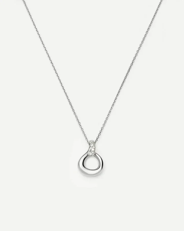 Molten Snow Twisted Pendant Necklace | Silver Plated/Cubic Zirconia