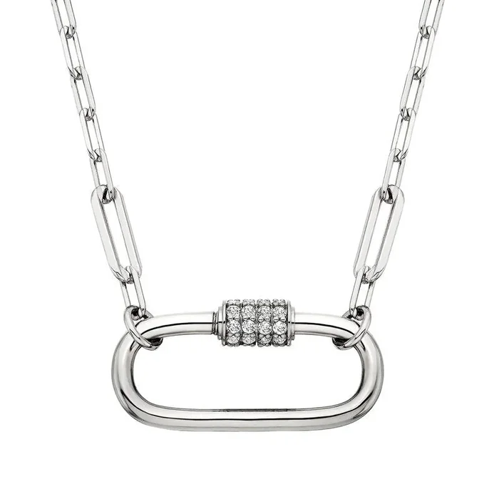 Mommy Chic White Topaz Carabiner Charm Holder Necklace