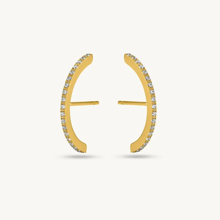 Moon Diamond Stud Earrings