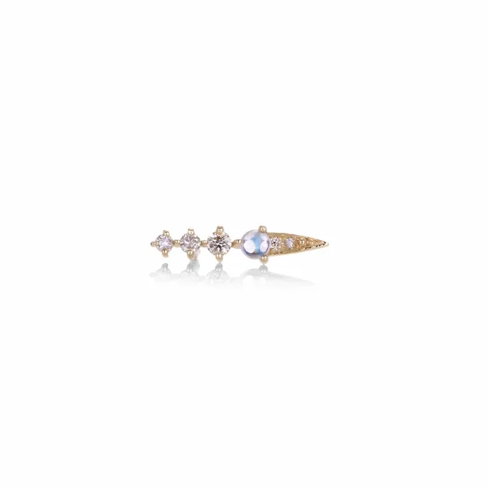 Moonstone and Diamond Stud (Single)