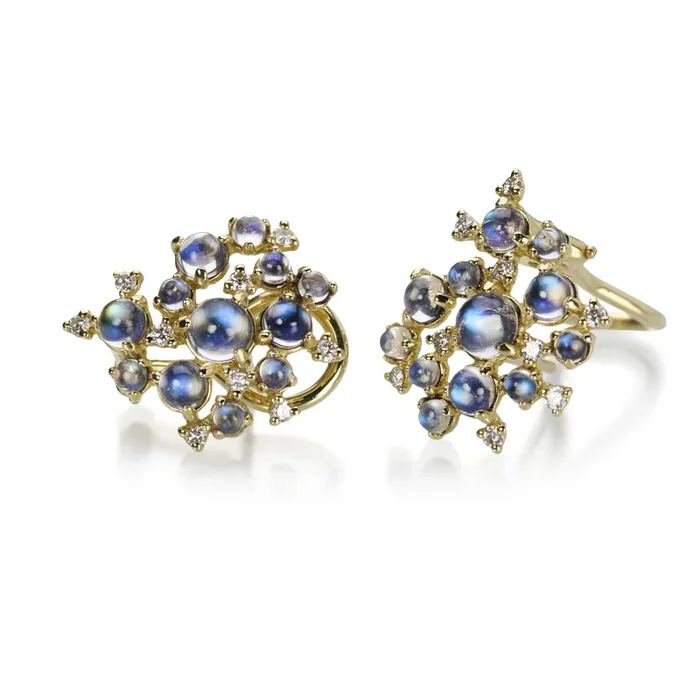 Moonstone Bubble Clip Earrings