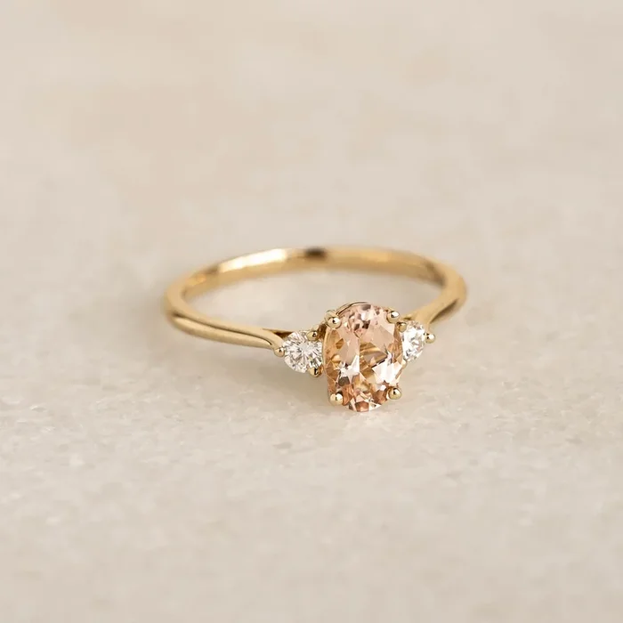 Morganite and Diamond Ring 14k Gold – Kindra