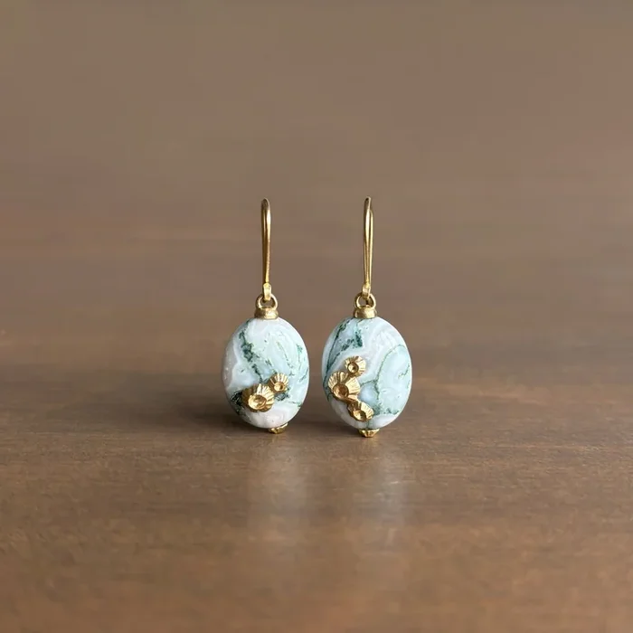 Moss of Éire Opal Ruthie B. Earrings with Barnacles
