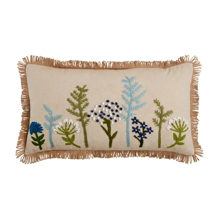 Mud Pie Floral Embroidery Pillow – Lumbar