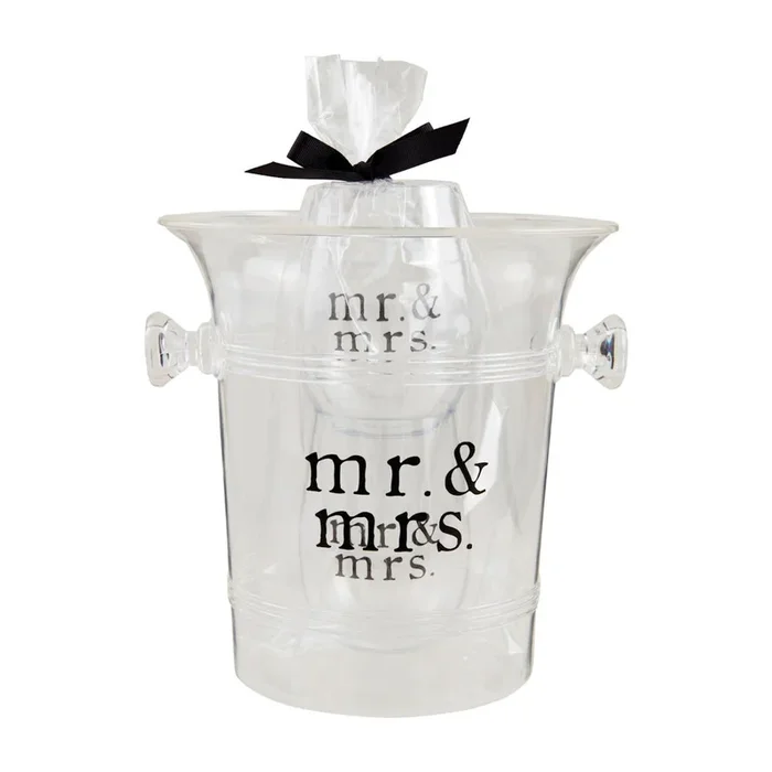 Mud Pie Mr & Mrs Ice Bucket & Glass Set
