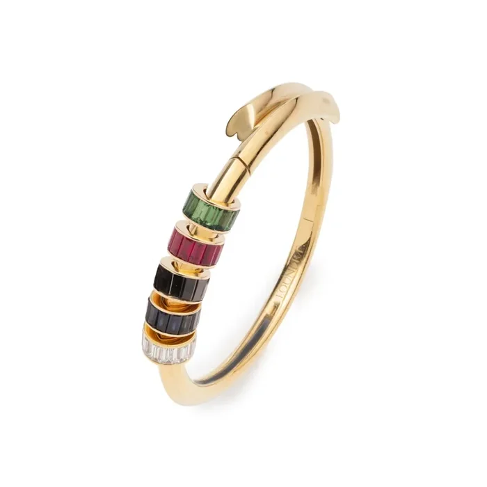 Multi Baguette Gemstone : Heart Beat Strong Heart Bangle