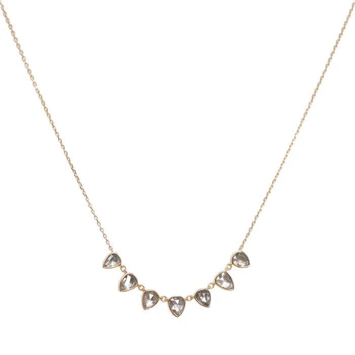 Multi Gray Diamond Teardrop Pendant Necklace