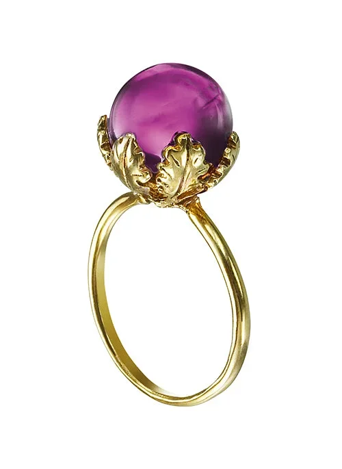 MURMURE Crystal Ring Leaf-Peony