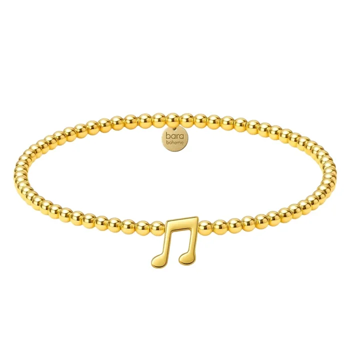 Music Note Charm | Gold Filled Beaded Bracelet
