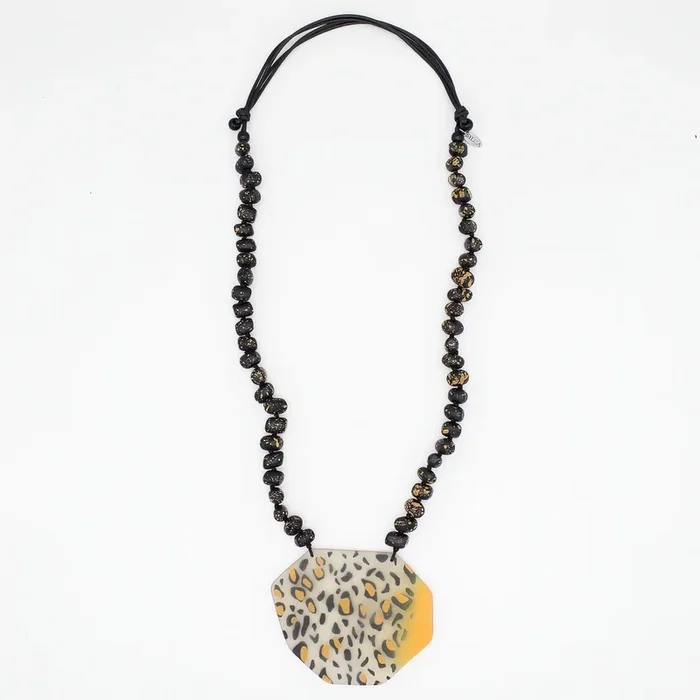 Mustard Cheetah Pendant Necklace