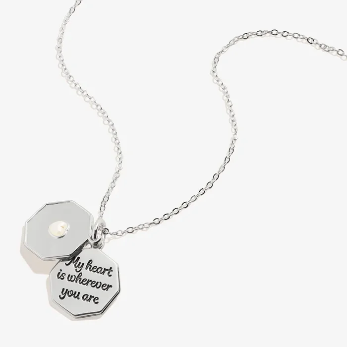 My Heart is Wherever You Are’ Slider Necklace, Adjustable