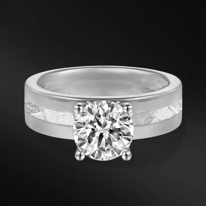 My Universe – 14K Gold or Sterling silver Ring For Women | 1.5 CT Certified Moissanite Engagement Ring | Muonionalusta Meteorite | D – Color, VVS1 Clarity