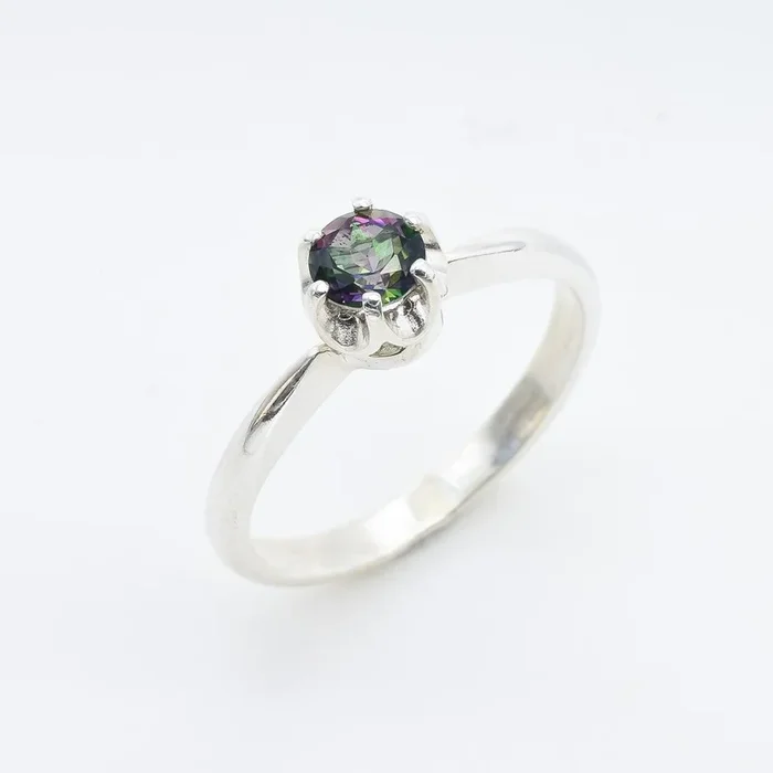 Mystic Topaz Ring – Purple Solitaire Ring – Classic Round Ring