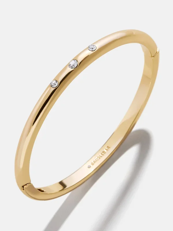 Nadia Classic Hinge Bangle – Classic Thin Gold Triple Bezel