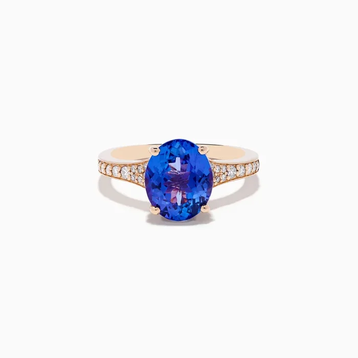 Nahla 14K Rose Gold Tanzanite and Diamond Ring