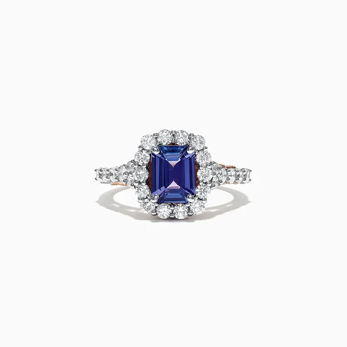 Nahla Siri 14K Two Tone Gold Emerald Cut Tanzanite and Diamond Ring, 2.32 TCW