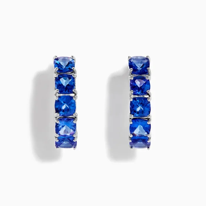 Nahla Siri Sterling Silver Cushion Cut Tanzanite 7/8″ Hoop Earrings