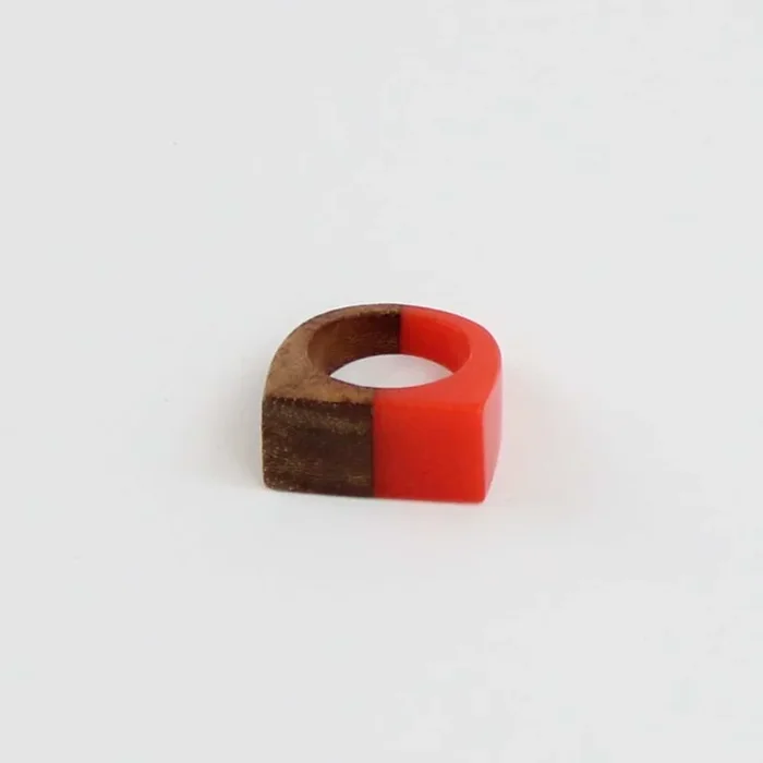 Narrow Mixed Media Ring Red