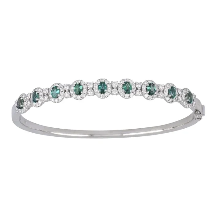 Natural Alexandrite Bangle (Alexandrite 1.8 cts Wht Dia 1.48 cts)