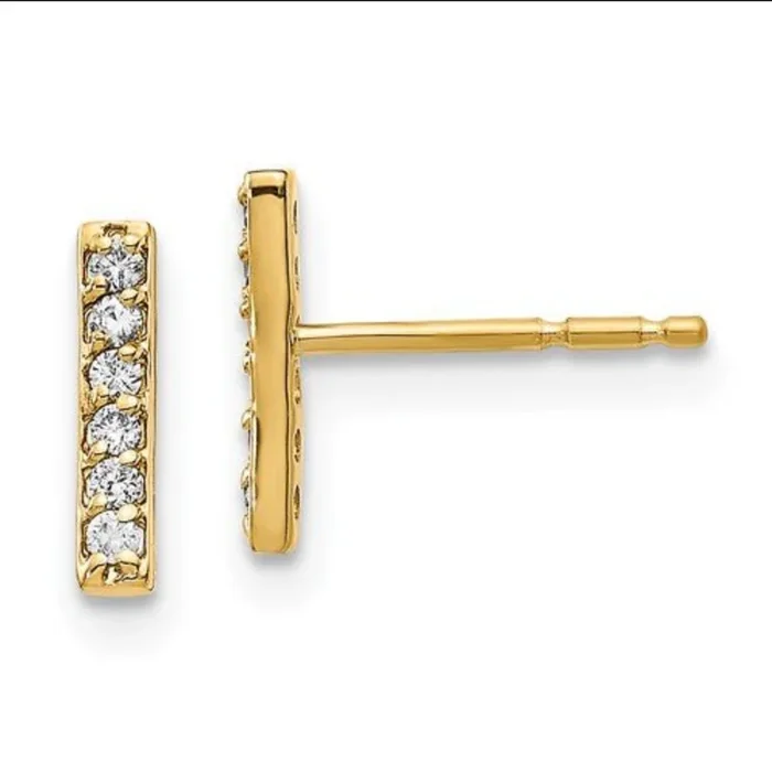 Natural Diamond Petite Bar Earrings in 14k Gold