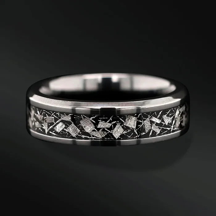 Natural Meteorite Band for Men | Unique Men’s Wedding Band
