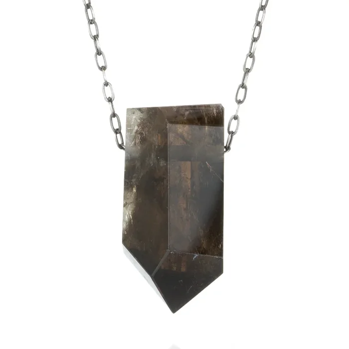 Natural Smoky Quartz Crystal Pendant Necklace