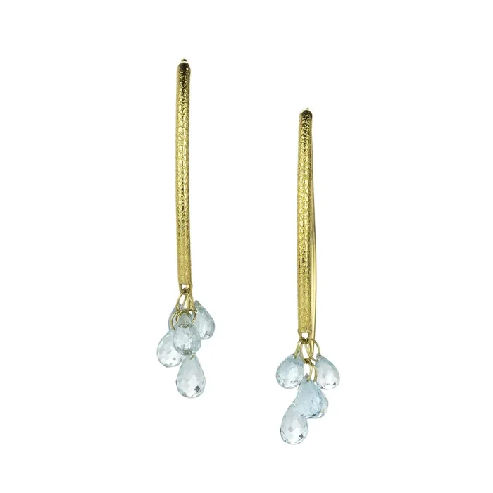 Navette Earrings with Aquamarine Briolettes