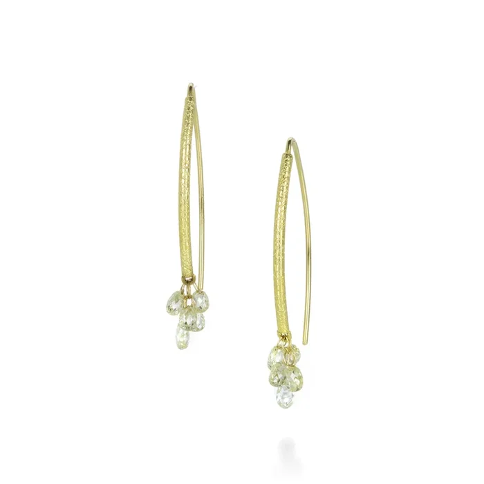 Navette Earrings with Lemon Diamond Briolettes