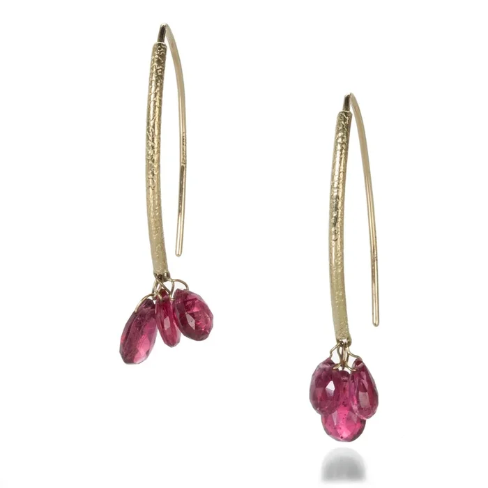 Navette Earrings with Red Spinel Drops