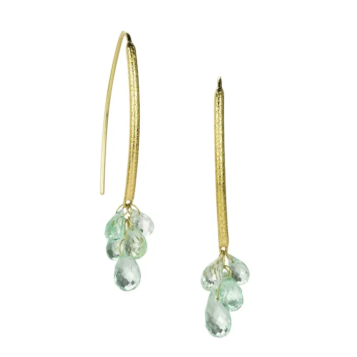 Navette Earrings with Seafoam Green Emerald Drops