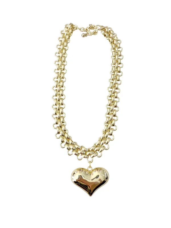 Nelli Gold Necklace with Puffy Heart