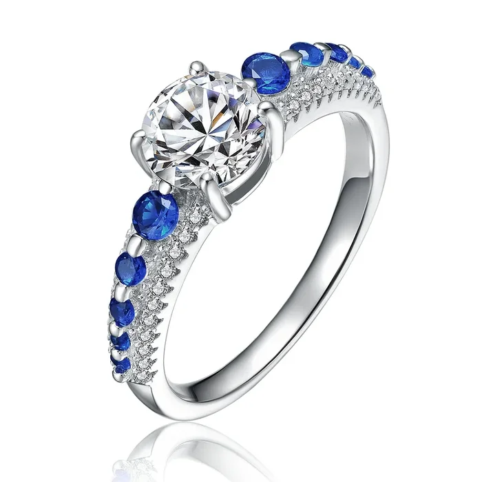 Noémie Retro Blue Engagement Couture Ring