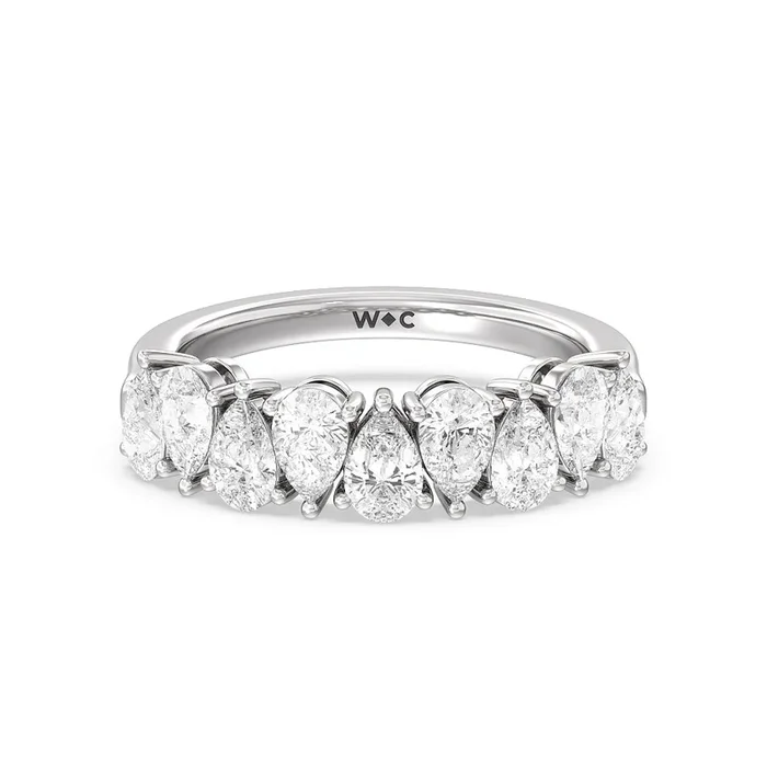 North-South Pear Diamond Anniversary Ring