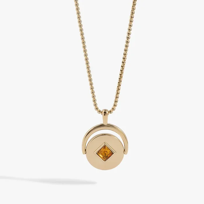 November Birthstone and Flower Flip Charm Necklace