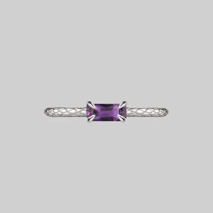 NYMPH. Amethyst Snake Skin Ring – Silver