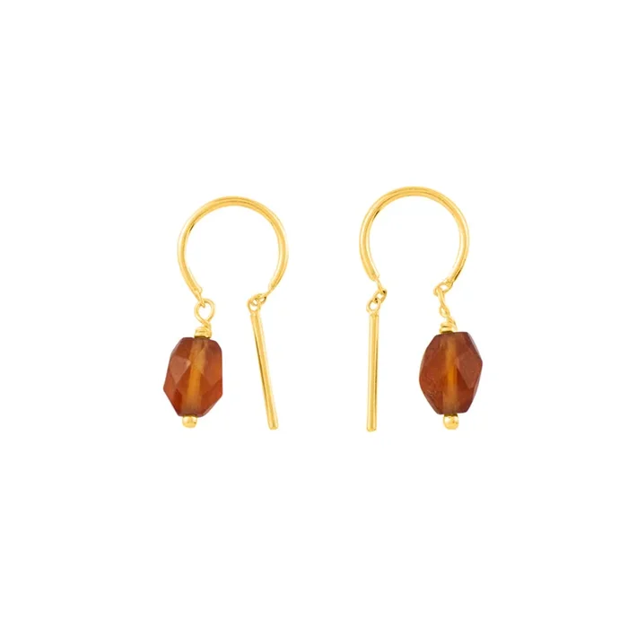 Oblong Stony Dancer Threaders in Hessonite & Gold – 3/4″ L