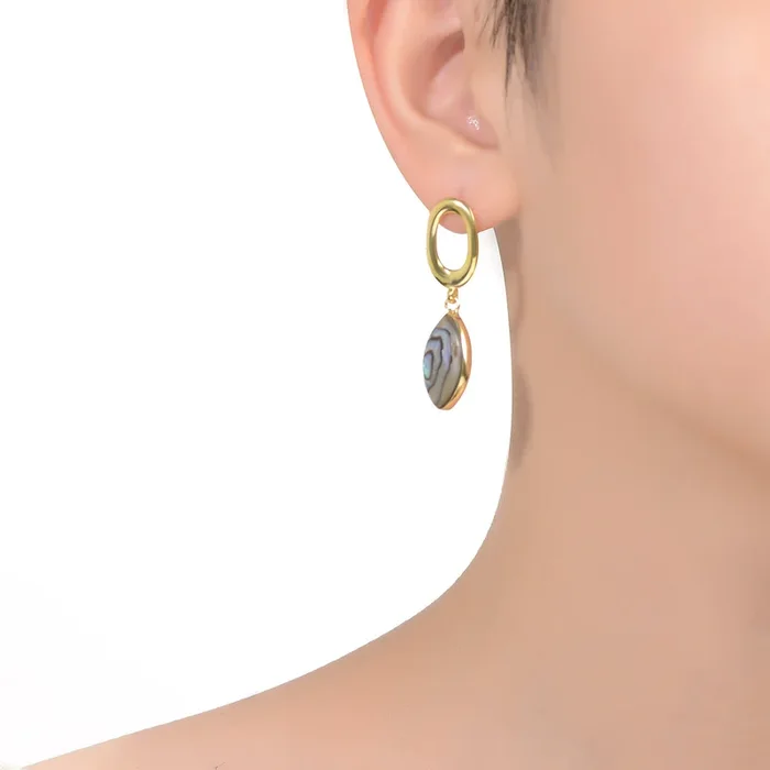 Océan Abalone Shell Inlaid Hoop Earrings