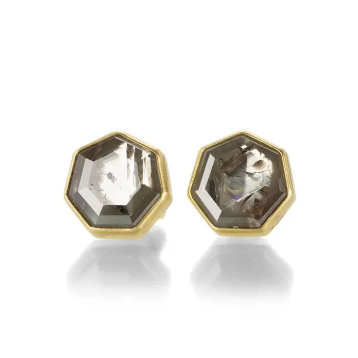Octagon Slab Diamond Studs