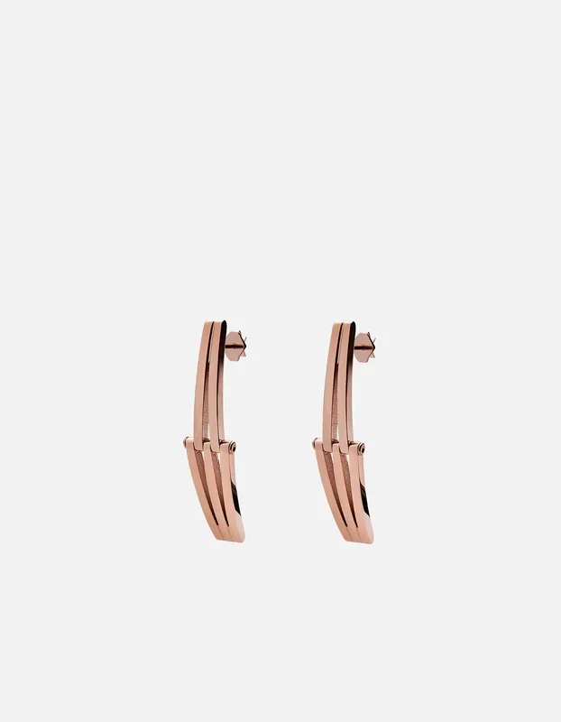 Offset Earrings, Rose Plated