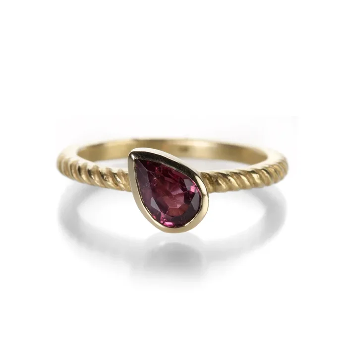Offset Pear Shaped Sapphire Ring