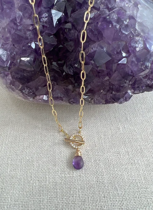 Olivia Amethyst Necklace with CZ’s