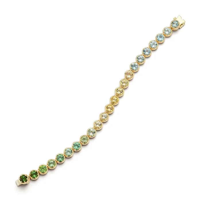 Ombré Bracelet – Tourmaline, Aquamarine, and Golden Beryl