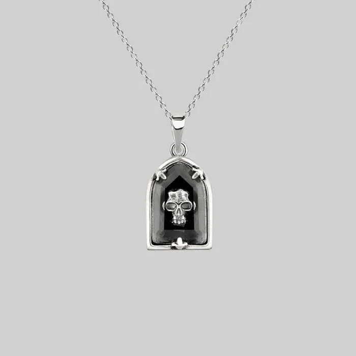OMINOUS. Skull Under Glass Necklace – Silver