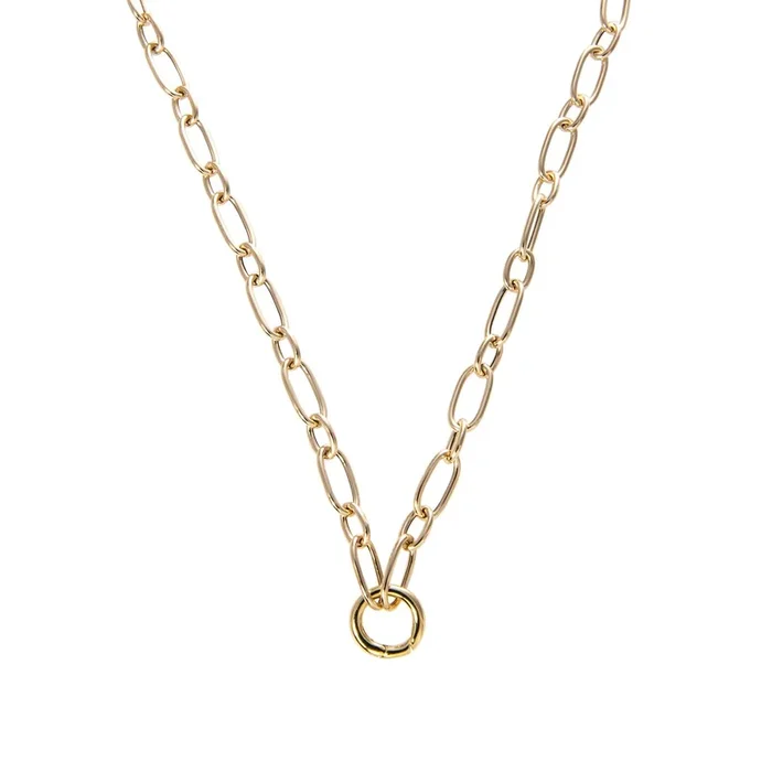 One-Station Charm Holder Mixed Oval Link Necklace