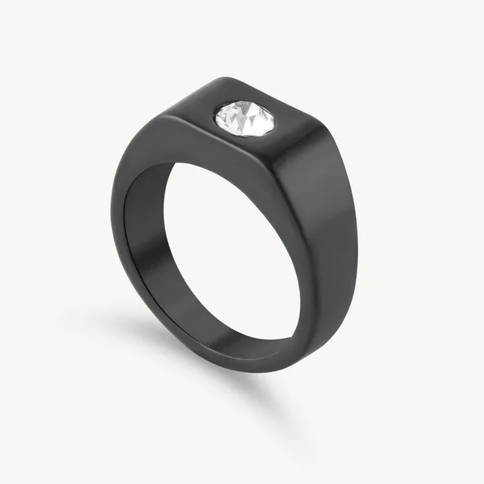 Onyx Blaze Solitaire Ring