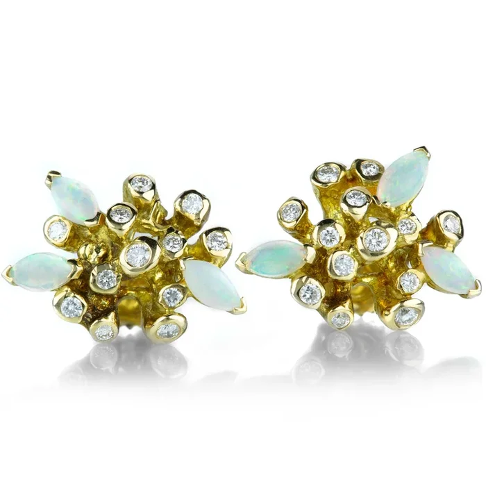 Opal and Diamond Starburst Studs