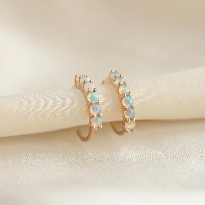Opal Huggie Earrings 14k Gold – Calypso