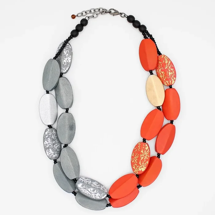 Orange and Gray Adira Statement Necklace